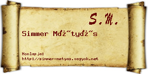 Simmer Mátyás névjegykártya
